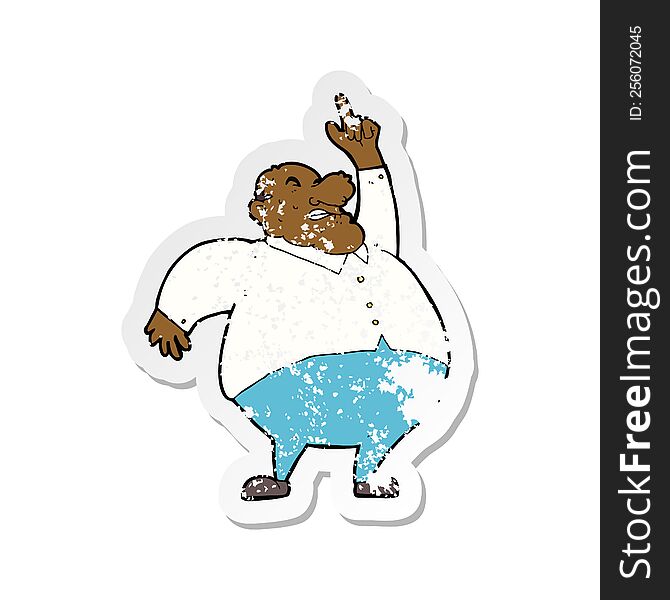 retro distressed sticker of a cartoon big fat boss