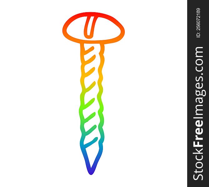 rainbow gradient line drawing of a brass screw