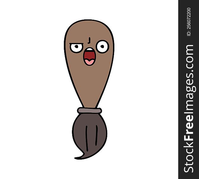 cute cartoon of a paint brush. cute cartoon of a paint brush