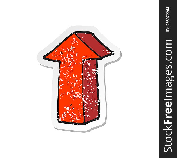 Retro Distressed Sticker Of A Cartoon Arrow