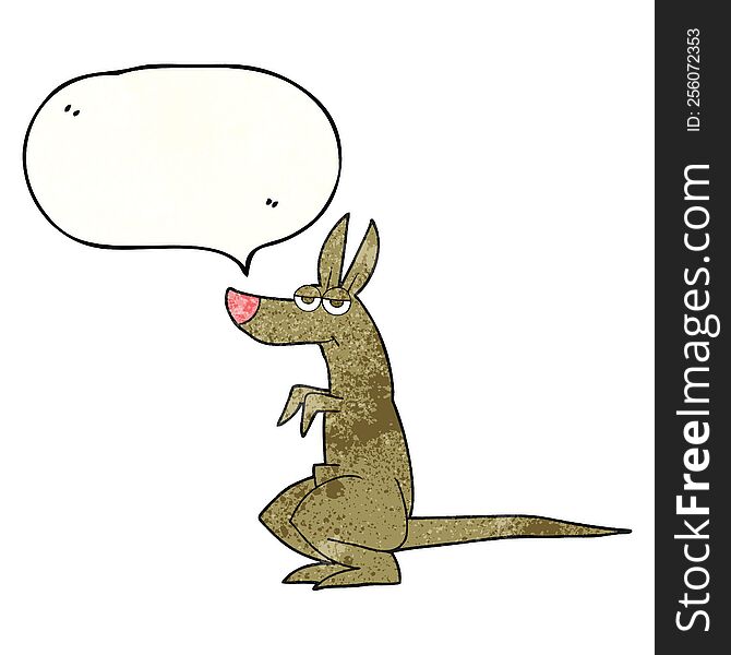freehand speech bubble textured cartoon kangaroo