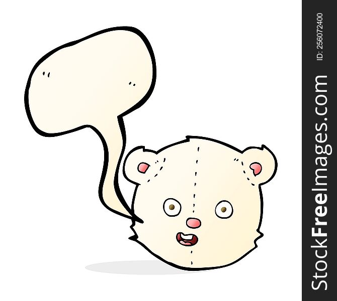 Cartoon Polar Teddy Bear Head With Speech Bubble