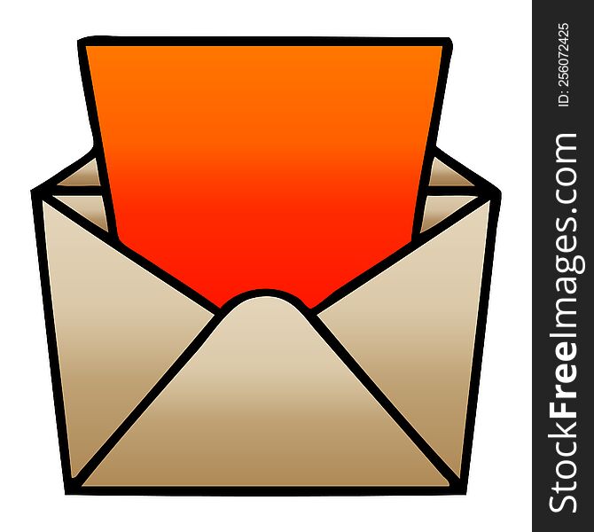 Quirky Gradient Shaded Cartoon Letter And Envelope