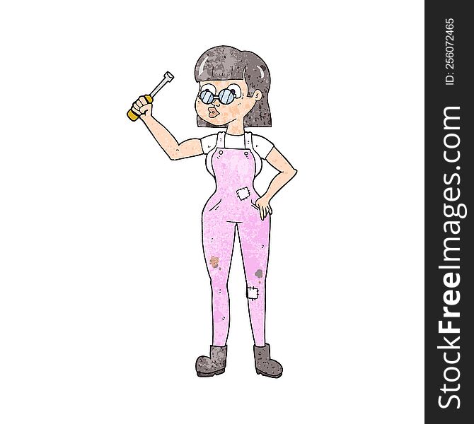 Textured Cartoon Female Mechanic