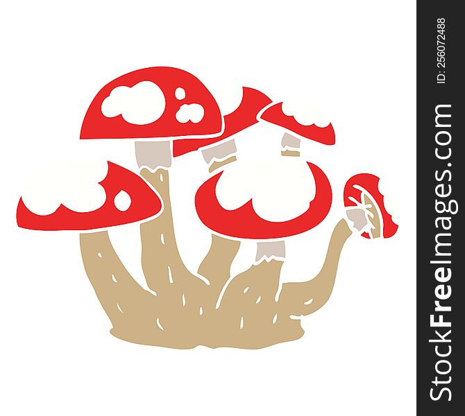 Flat Color Style Cartoon Mushrooms