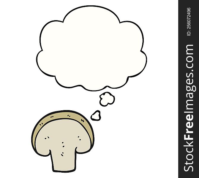 Cartoon Mushroom Slice And Thought Bubble