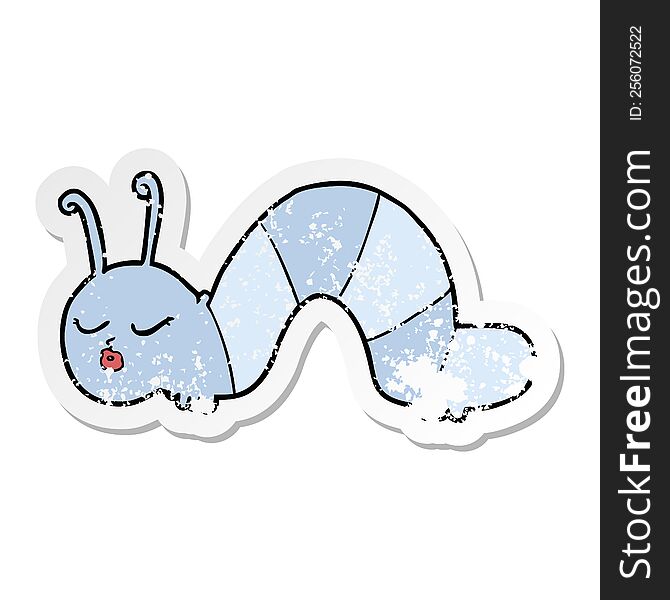 distressed sticker of a cartoon caterpillar