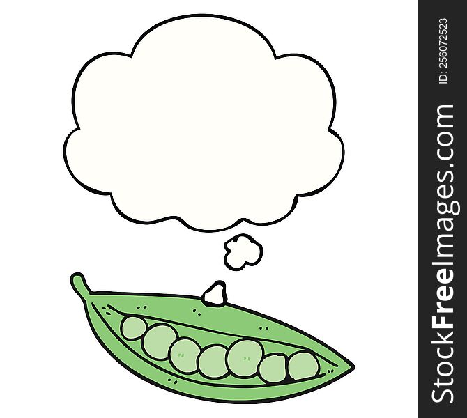 cartoon peas in pod with thought bubble. cartoon peas in pod with thought bubble