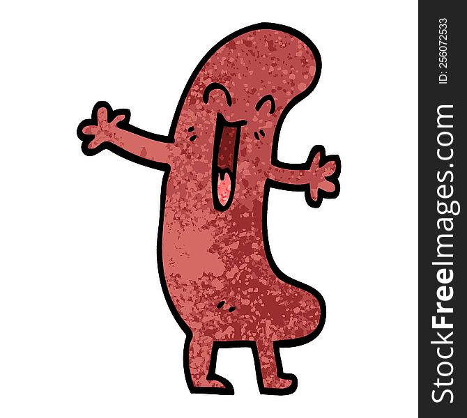 grunge textured illustration cartoon happy sausage