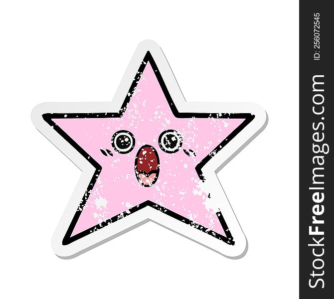 Distressed Sticker Of A Cute Cartoon Star Fish