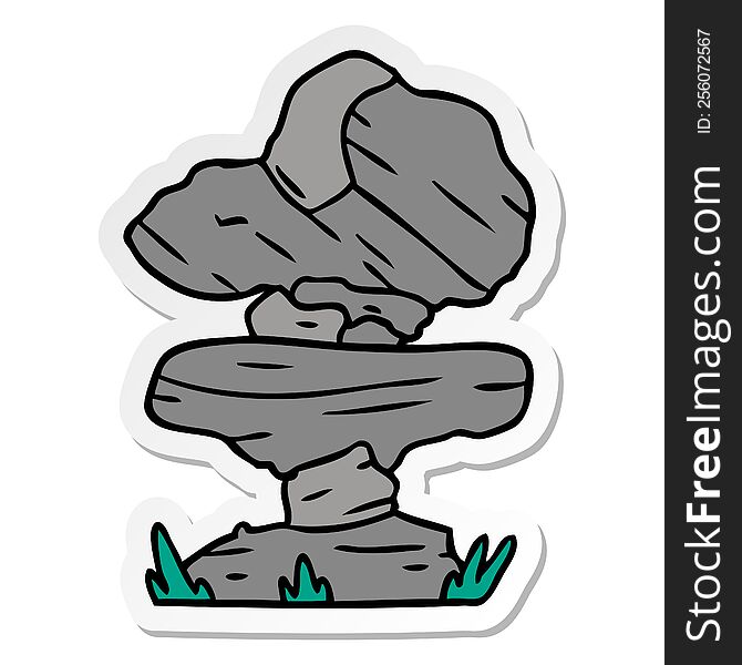 Sticker Cartoon Doodle Of Grey Stone Boulders