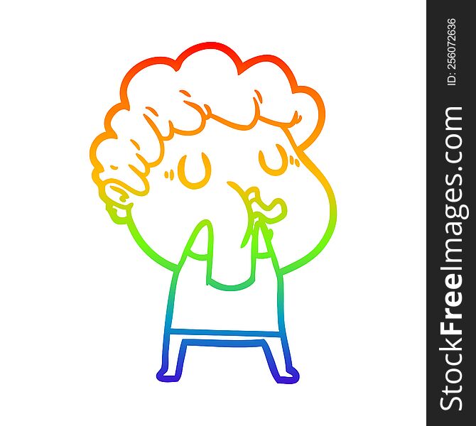 rainbow gradient line drawing of a cartoon man pulling face