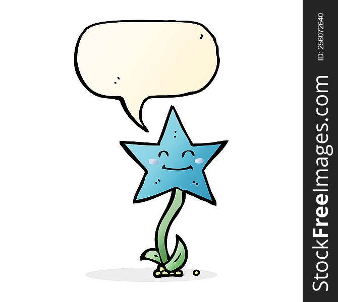 cartoon star flower with speech bubble