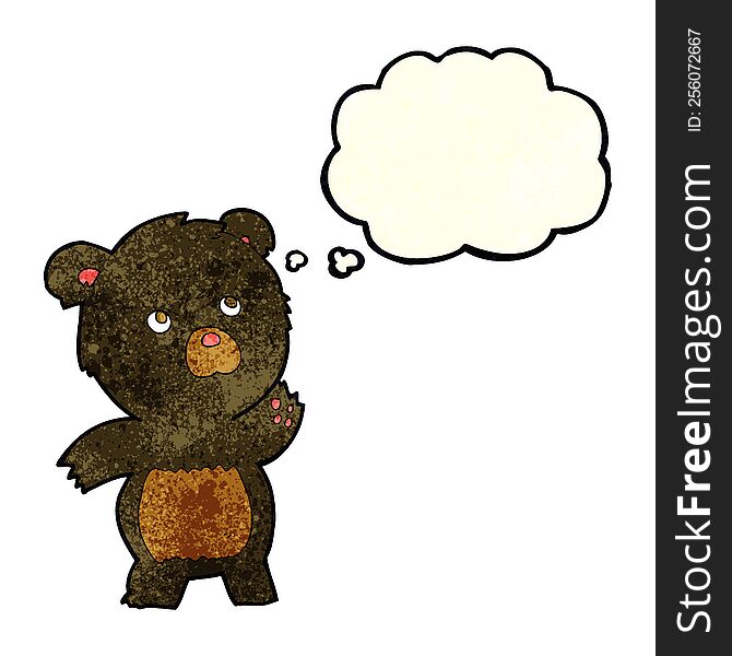 cartoon curious black bear with thought bubble