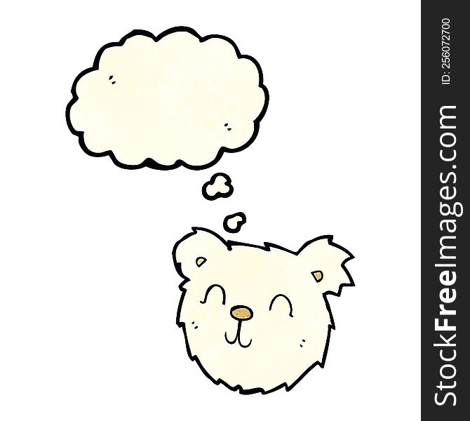 cartoon happy polar bear face with thought bubble