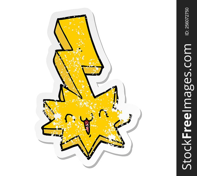 Distressed Sticker Of A Cartoon Lightning Bolt