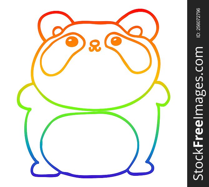 Rainbow Gradient Line Drawing Cartoon Panda