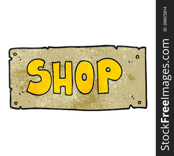 freehand textured cartoon shop sign