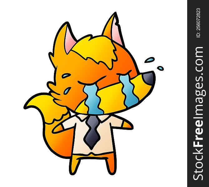 sad little business fox cartoon character. sad little business fox cartoon character