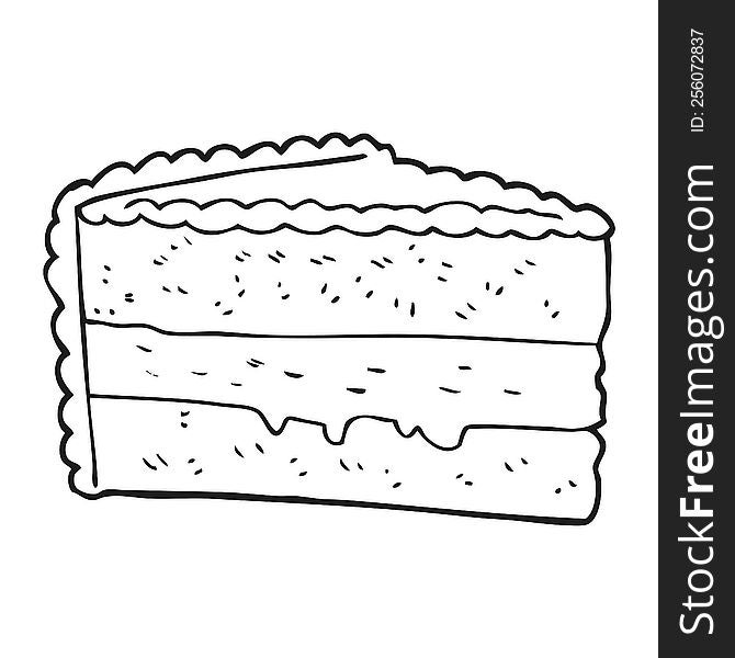 freehand drawn black and white cartoon cake