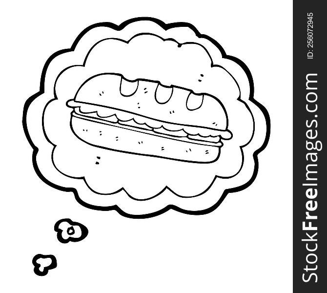 freehand drawn thought bubble cartoon huge sandwich