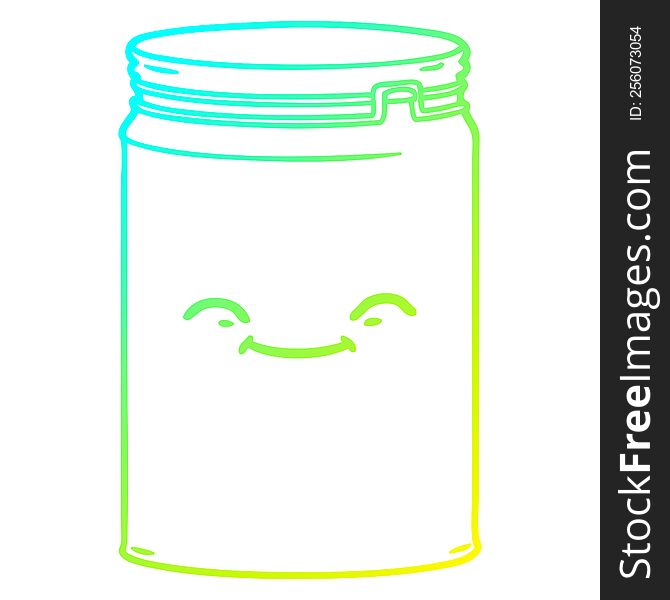 cold gradient line drawing of a cartoon glass jar