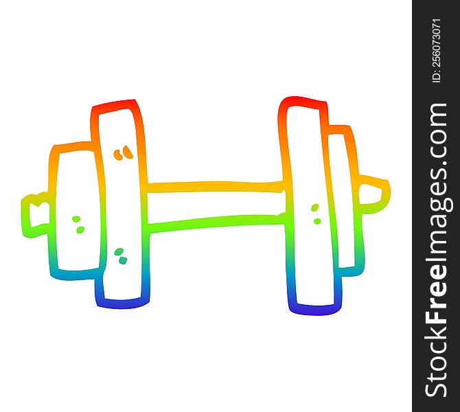 rainbow gradient line drawing of a cartoon gym weights