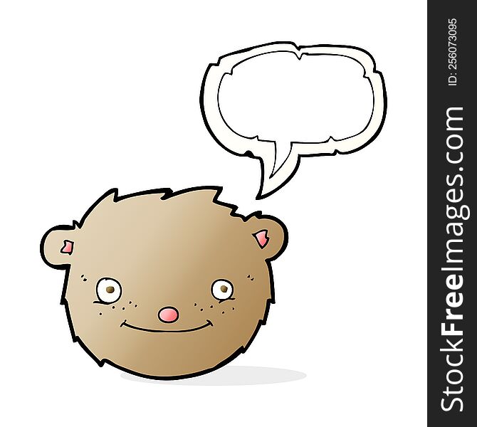 cartoon teddy bear head with speech bubble