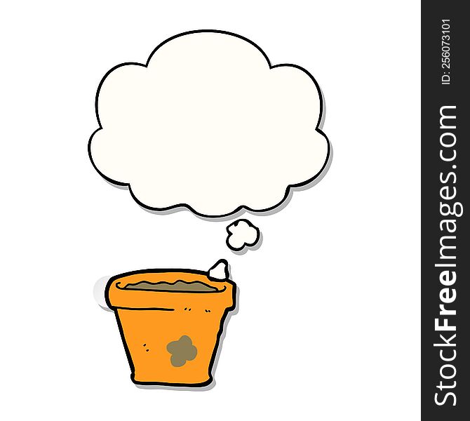 cartoon plant pot with thought bubble as a printed sticker