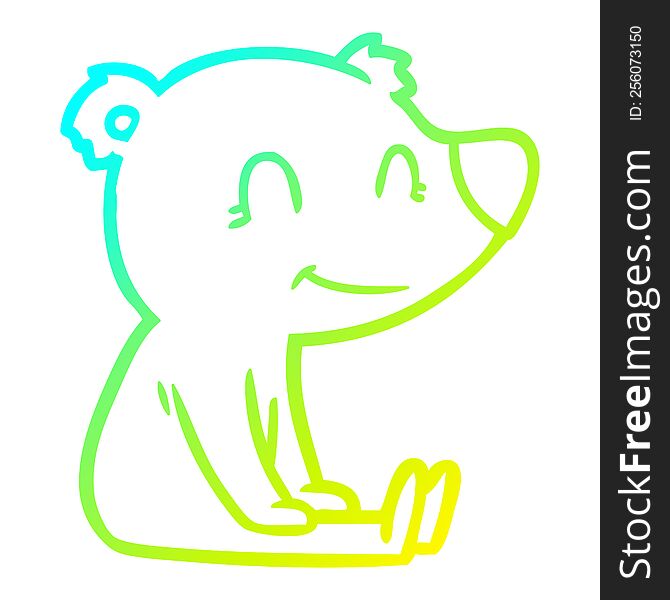 Cold Gradient Line Drawing Sitting Bear Cartoon
