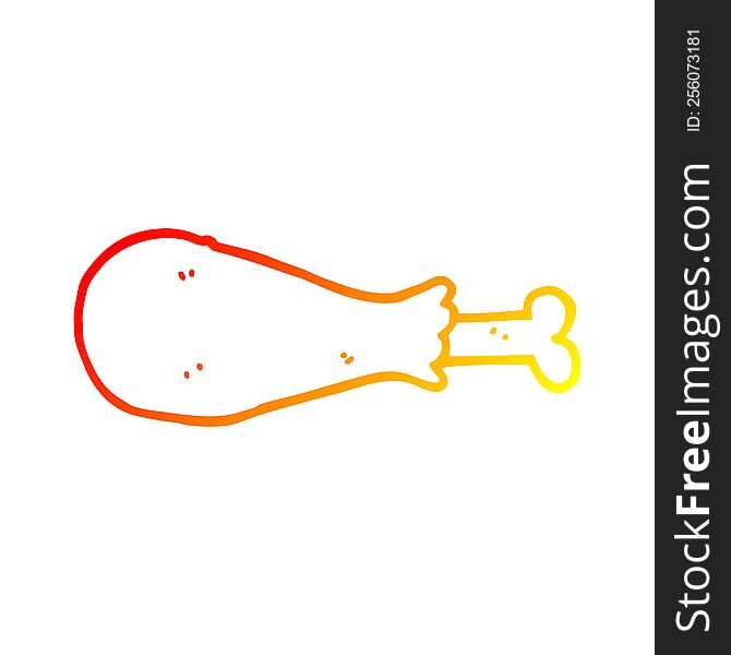 warm gradient line drawing of a cartoon chicken leg