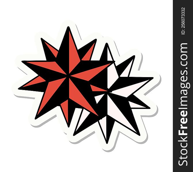 sticker of tattoo in traditional style of stars. sticker of tattoo in traditional style of stars
