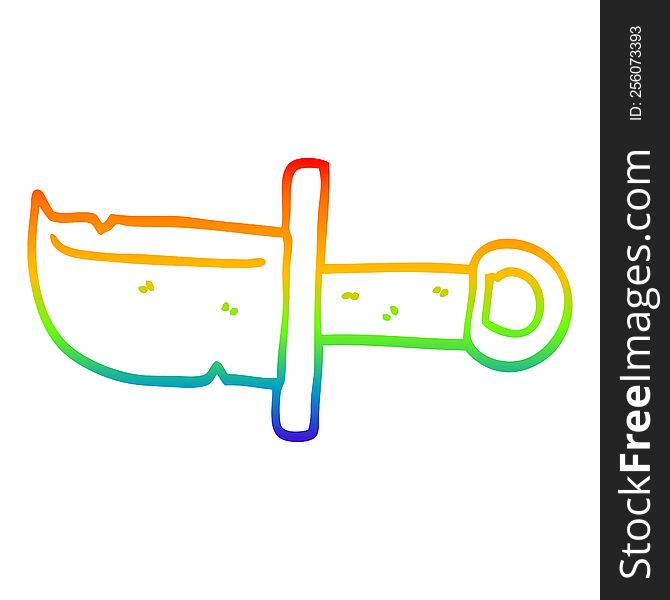 Rainbow Gradient Line Drawing Cartoon Dagger