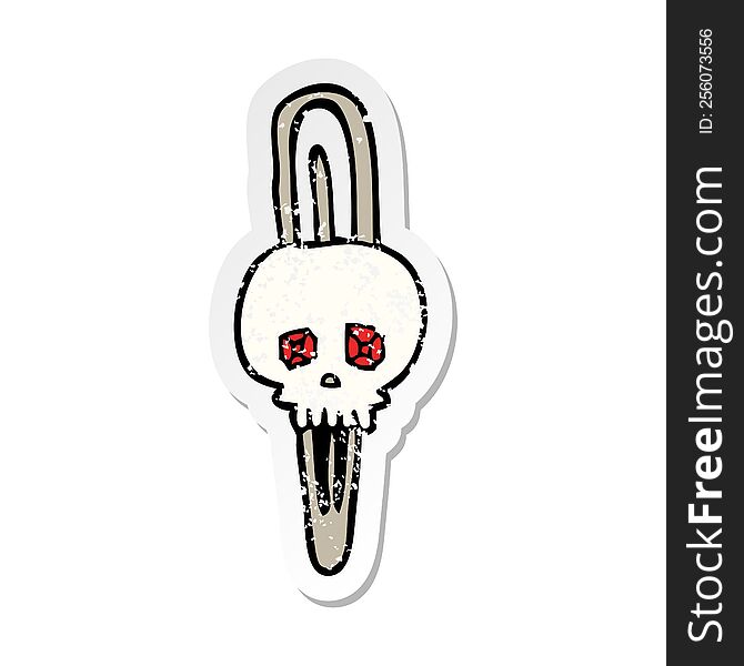 Retro Distressed Sticker Of A Cartoon Skull Hairclip