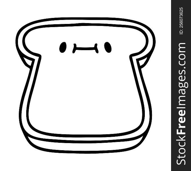 line doodle slice of bread with face