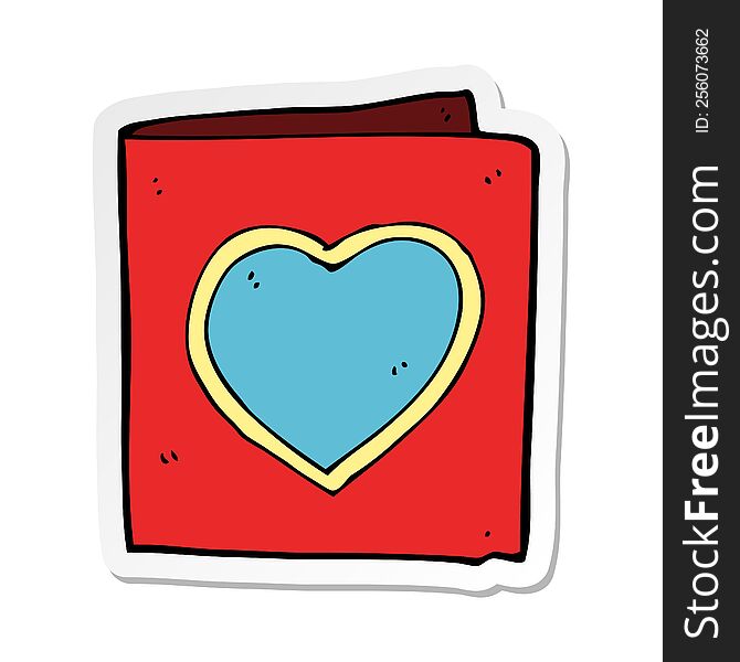 sticker of a cartoon love heart card