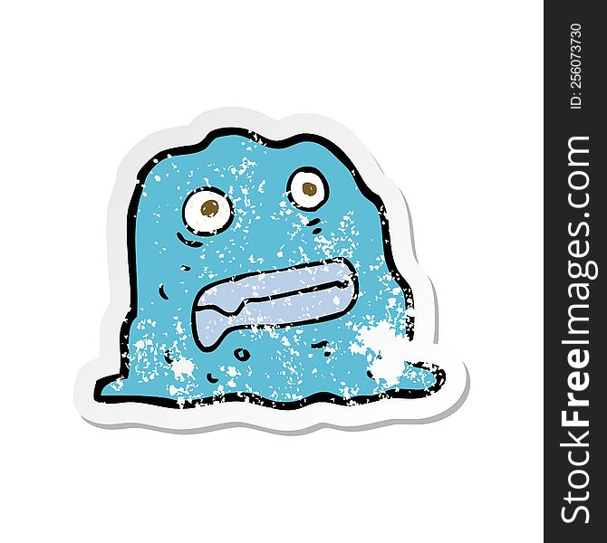 retro distressed sticker of a cartoon slime creature