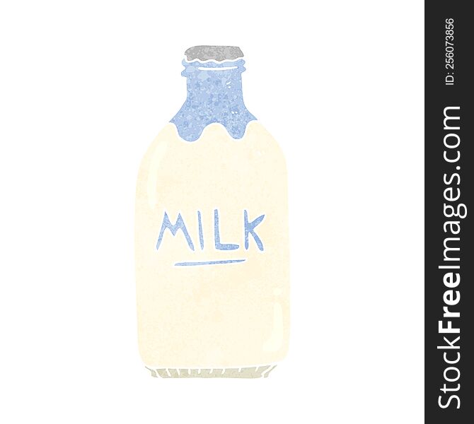freehand retro cartoon milk bottle