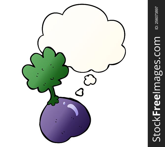 cartoon vegetable with thought bubble in smooth gradient style