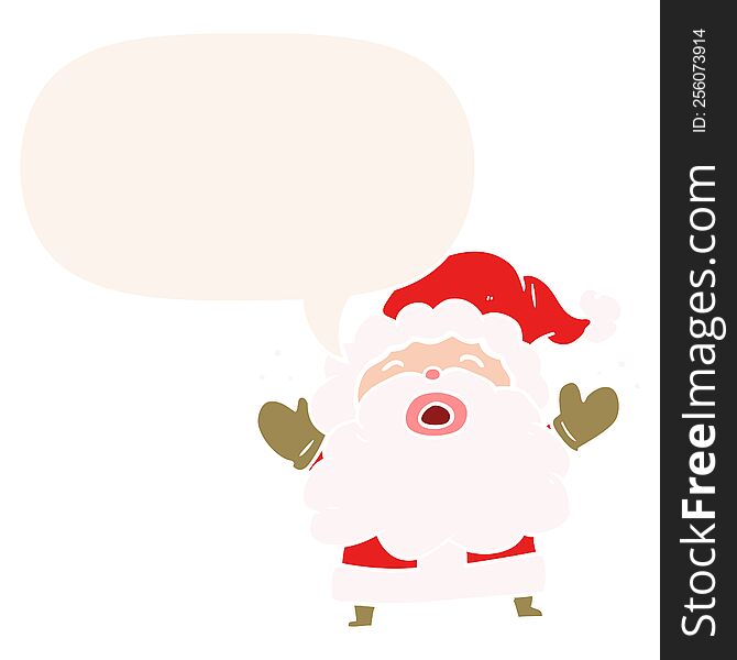 Cartoon Santa Claus Shouting In Frustration And Speech Bubble In Retro Style