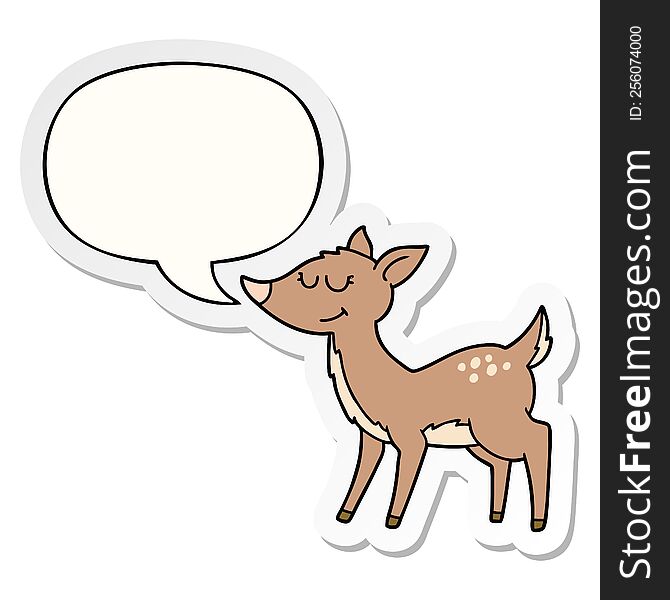cartoon deer with speech bubble sticker. cartoon deer with speech bubble sticker