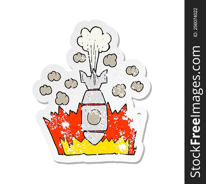 retro distressed sticker of a cartoon falling bomb