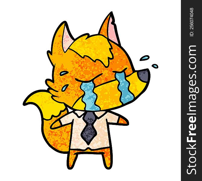 sad little business fox cartoon character. sad little business fox cartoon character