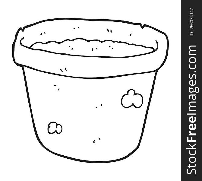 Black And White Cartoon Pot Of Earth
