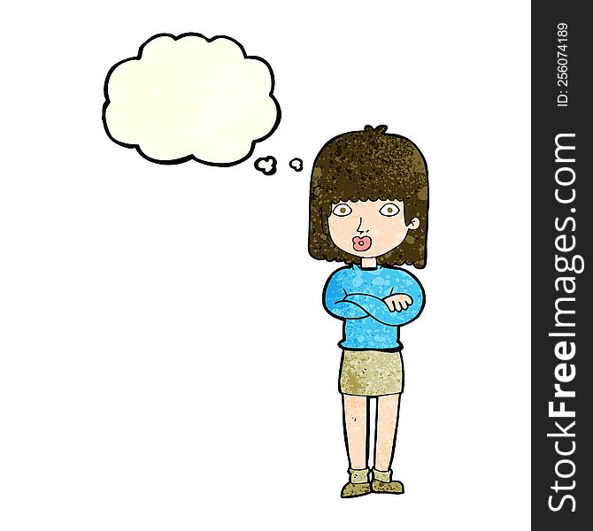 Cartoon Impatient Woman With Thought Bubble
