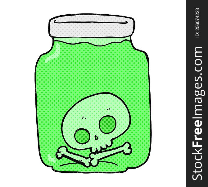 freehand drawn cartoon jar with skull