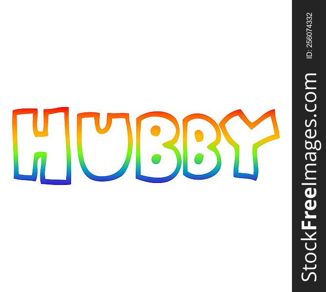 Rainbow Gradient Line Drawing Cartoon Word Hubby