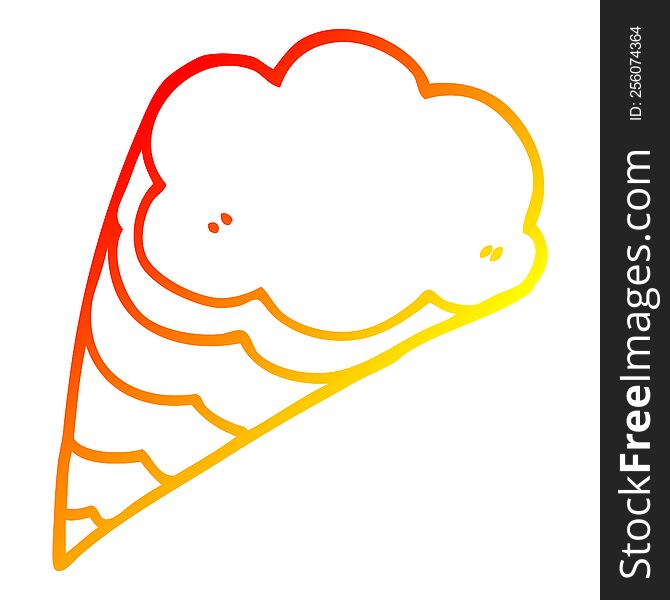 warm gradient line drawing of a cartoon decorative cloud