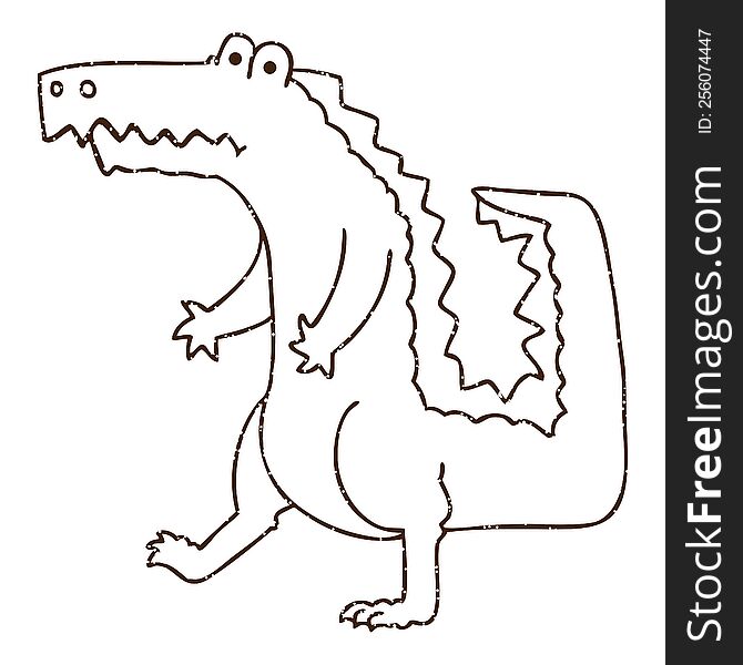 Crocodile Charcoal Drawing