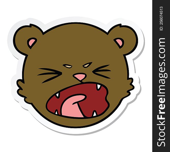 sticker of a cute cartoon teddy bear face